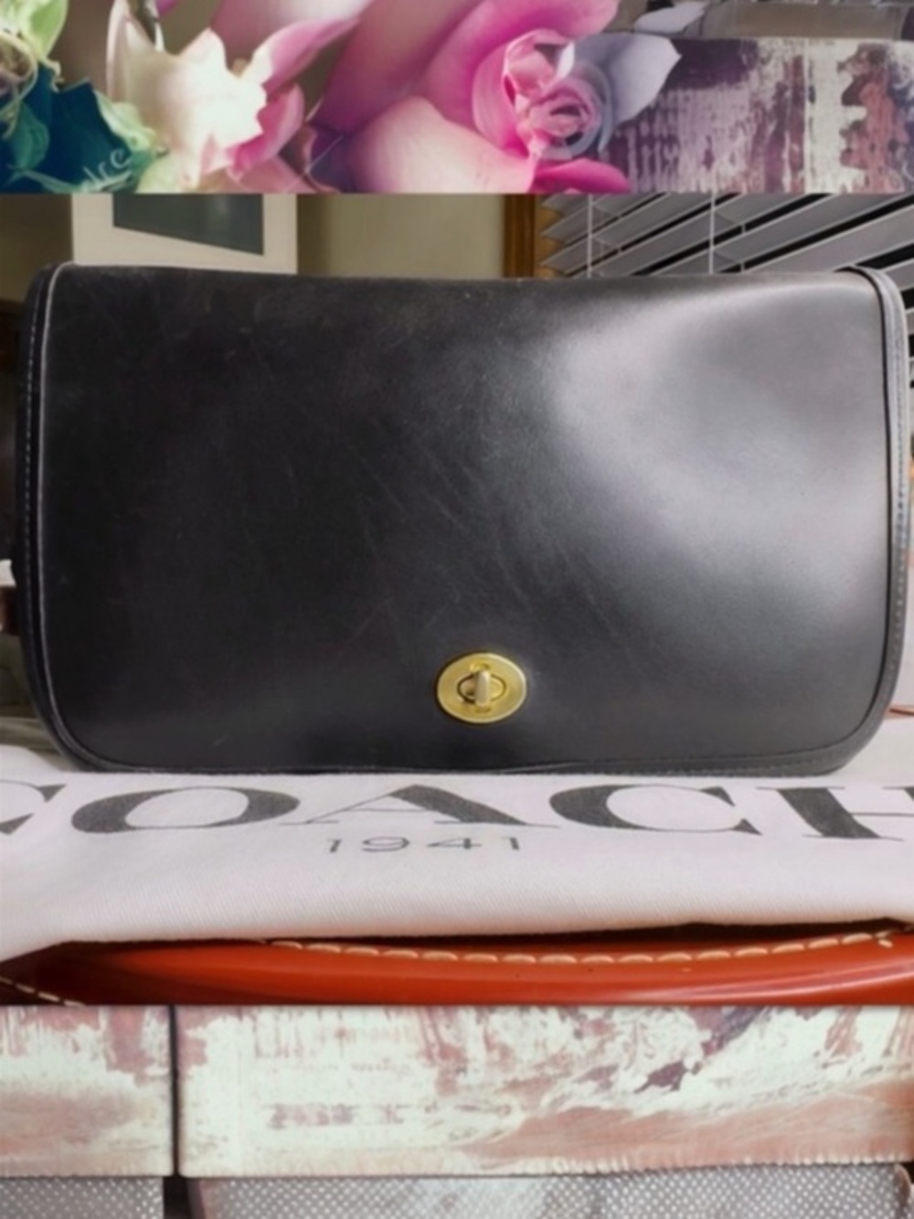 VINTAGE COACH BLACK CONVERTIBLE CLUTCH 9635